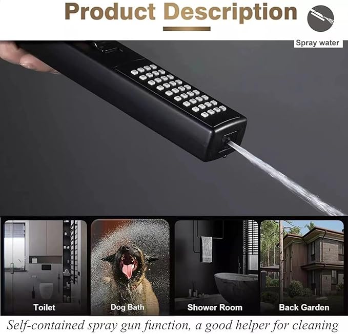 LUYU Square Handheld Shower Head - Dual Spray (Rain & Precision Jet), Matte Black Finish, 2.8Bar High Pressure, Ergo Grip for Low Pressure Bathrooms, AirBoost Tech, 5-Layer Filter (Head Only)