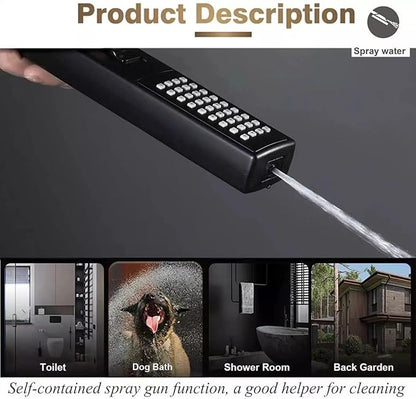 LUYU Square Handheld Shower Head - Dual Spray (Rain & Precision Jet), Matte Black Finish, 2.8Bar High Pressure, Ergo Grip for Low Pressure Bathrooms, AirBoost Tech, 5-Layer Filter (Head Only)