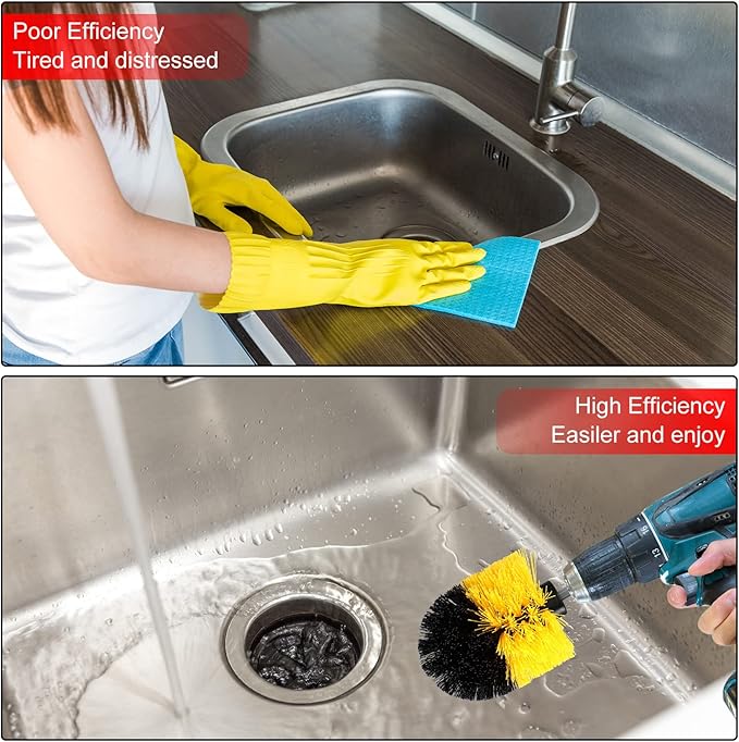 Remerry Drill Brush Nylon Drill Brush Attachment Electric Power Scrubber Scrub Attachment Multi Purpose Cleaning Supplies for Bathroom Surfaces Tub Grout Shower Kitchen Tile Auto Car