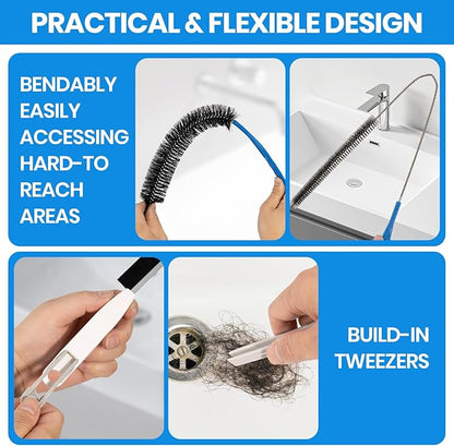 Dryer Lint Trap Cleaning Brush Set, Dryer Vent Cleaner Kit with Refrigerator Condenser Coil Brush, 2 Gap Brushes and 2 Pliers for Home