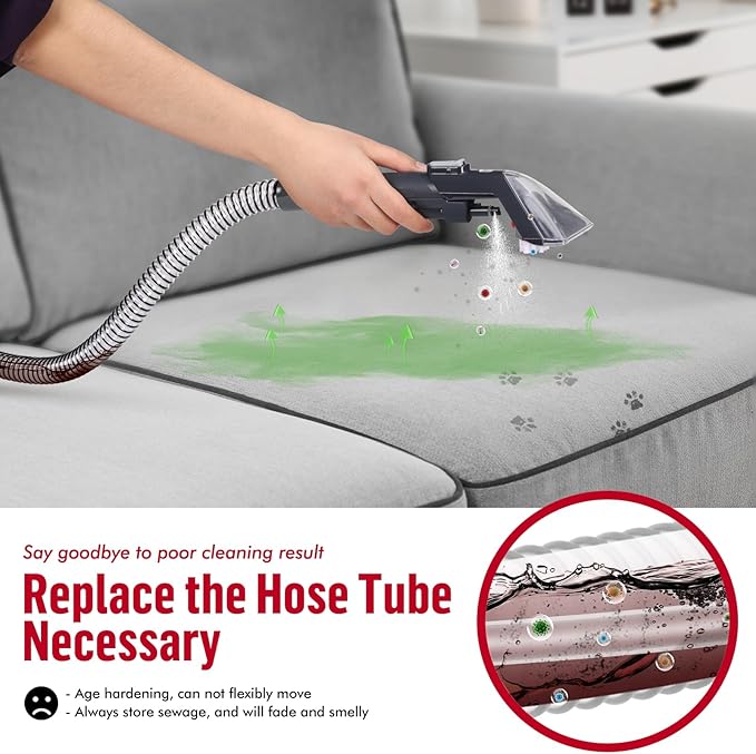 Flexible Extension Hose Attachment Compatible with Hoover CleanSlate Portable Machine FH14000, FH14000V, BH14000V, FH14010, FH14020, FH14050, BH14010V, 54 Inch Carpet Cleaner Tube Replacement Parts