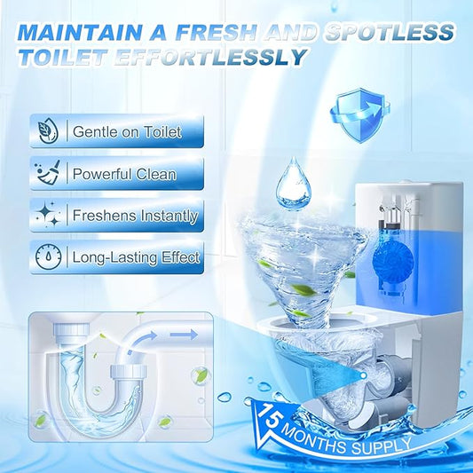 KIISIISO Automatic Toilet Bowl Cleaner Tablets Blue 30 Pack, Drop-In Tank Cleaner for Bathroom, Prevent Stains & Deodorize, Septic Safe, Long-Lasting Cleaning Tabs - Fresh Scent
