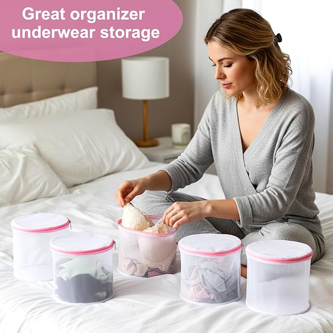 12PCS Honeycomb Mesh Laundry Bags, Bra Washing Bag for Laundry with Zips Reuse Washing Machine Bag for Delicates Blouse for Cleaning and Drying Underwear, Delicates, Brassiere, Bralette (6 x 7In Pink)