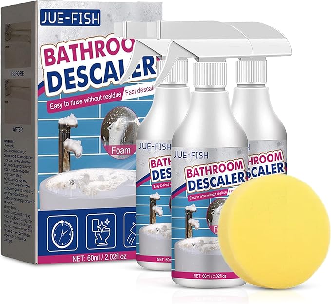 3 Pcs Bathroom Descaler Foam Cleaner Spray, 2025 Upgraded Bathroom Descaler Foam Cleaner, All Purpose Rinse Cleaning Foams For Bathtub, Toilet, Glass, Faucet (3 PCS)