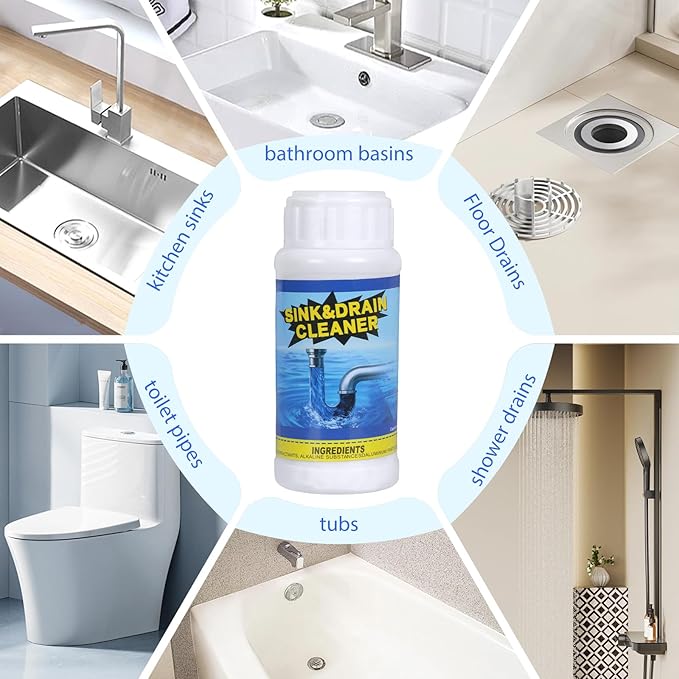 Powerful Sink Drain Cleaner - Fast Foaming Pipeline Dredging Agent for Kitchen Sink,Bathroom & Shower,Toilet Pipes (4pcs, sky blue)