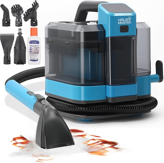 HAUSMEISTER Portable Carpet Spot Cleaner with Steam, 1600W Upholstery Cleaner Machine, 12KPa Strong Suction, Cold/Hot/Steam Modes, Self-Cleaning, for Couch, Car Seats & Rugs