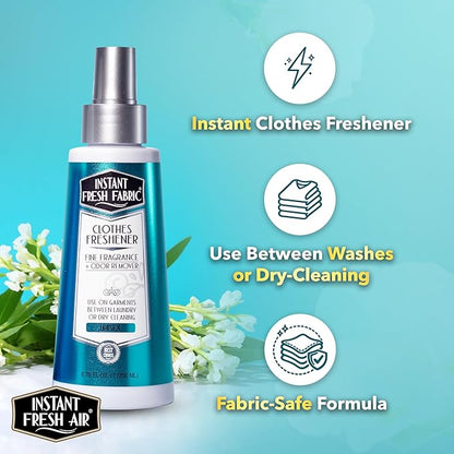 Fabric Freshener Spray & Deodorizer Odor Eliminator - Works Instantly with Noxban™ - Eco-Friendly Fabric Refresher & Odor Neutralizer - Safe for Garments, Linens, Bedding - Unisex