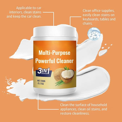 Multi-Purpose Powerful Cleaner, for Kitchen, 3 in 1 Coconut Oil Cleaning Paste, Multi-Purpose Stainless Coconut Oil Cleaning Paste for Oven & Stove Top