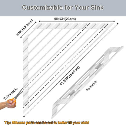 HANZENMA Triangular Sink Rack, Multi-Functional Rack Above the countertop, Foldable Sink Drying mat, Heat-Resistant, Non-Slip, and Rust-Proof Dish Rack (White)