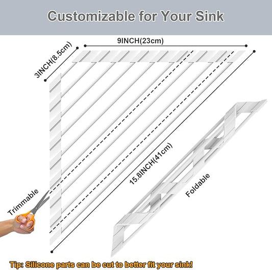 HANZENMA Triangular Sink Rack, Multi-Functional Rack Above the countertop, Foldable Sink Drying mat, Heat-Resistant, Non-Slip, and Rust-Proof Dish Rack (White)