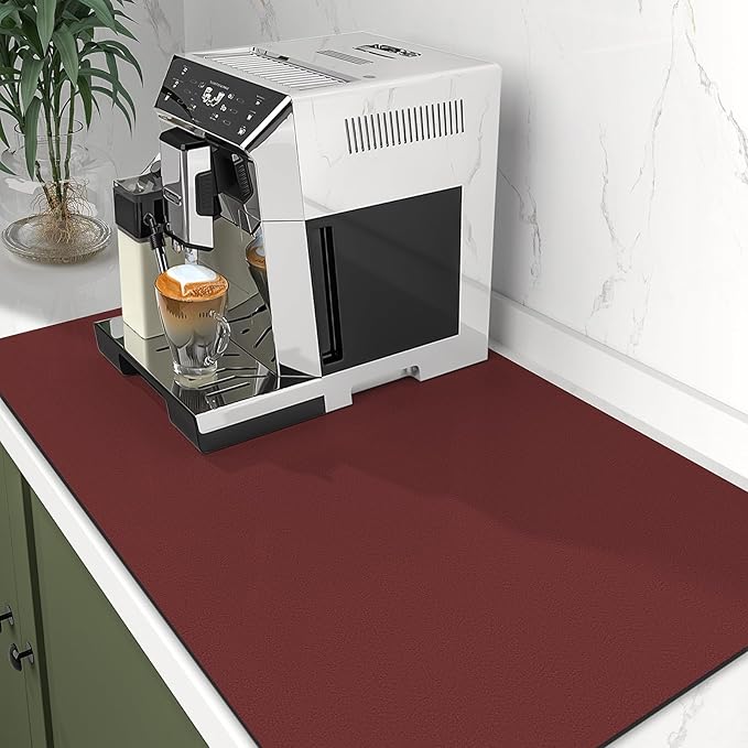 WISELIFE Dish Drying Mat Super Absorbent Drying Mat Large Dish Drying Mats for Kitchen Counter Easy Clean Dish Mat Kitchen Drying Mat15"x 18" Classic Red