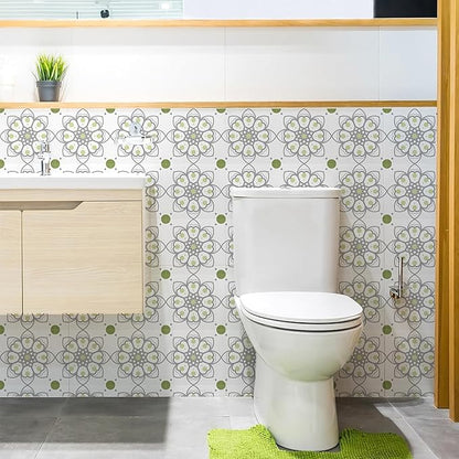 AM AMAONM 10pcs 20x20cm Removable Square Vintage Floral Pattern Tile Stickers 3D Decorative Peel and Stick Vinyl Self Adhesive Wall Tiles Decor Decals for Kitchen Backsplash Bathroom Furniture (D)