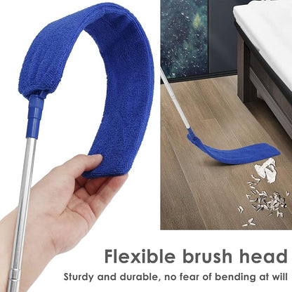 Gap Dust Cleaner Retractable Microfiber Gap Dust Brush Flexible Long Flat Gap Duster with Extendable Pole and Cloth Cover for Sofa Bed Furniture Bottom Ceiling Fan Blinds(Royal Blue)