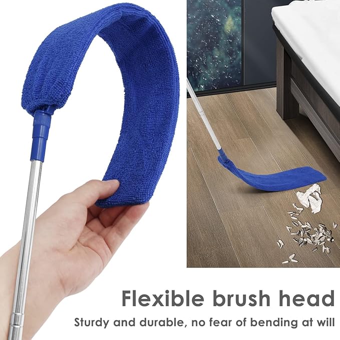 Gap Dust Cleaner, Telescopic Removal Brush Long Handle Duster,Multifunction Retractable Microfiber Flat Gap Dust Brush Gap Mop,Extendable Cleaning Tool, for High Celling Bedroom Window (Royal Blue)