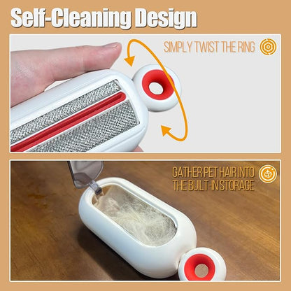 Lint Roller Resuable for Clothes, Magic Self- Cleaning Pet Hair Remover for Cats Dogs Fur, Portable Washable Pet Hair Removal Tool Brush for Curtain, Carpet, Bedding, Sofa, Couch, White