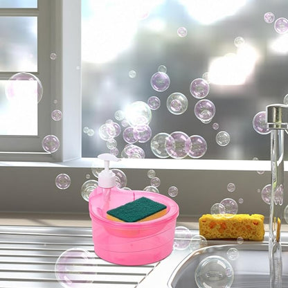 Hand Soap Dispenser - 2 in 1 Washing Up Liquid Dispenser, Dish Washing Pump Organizers | Sink Pump Dispenser Refill Soap Holder with Sponge, Soap Pump and Sponge caddyy for Kitchen Dishwashing