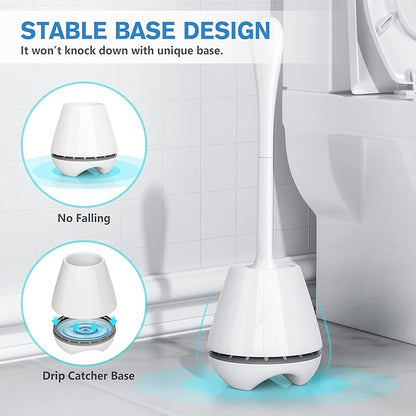 uptronic Toilet Brush and Holder 2 Pack, Toilet Brush with Ventilated Holder, Toilet Bowl Brush with Long and Large Handle for Bathroom-Toilet-Cleaning-Bristles-Comfortable