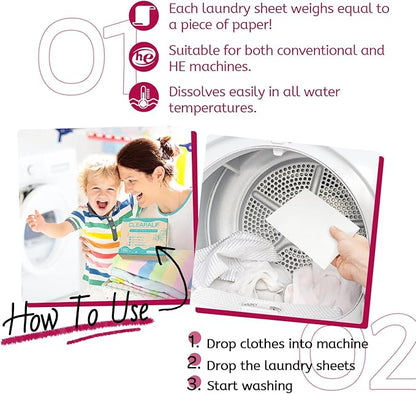 CLEARALIF Laundry Detergent Sheets 80 Sheets (Up to 160 Loads), Morning Bloom - Great For Apartments, Dorms,Eco Friendly