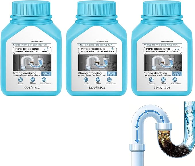 Drain Clog Remover Powerful Unclogging Sink Hair Cleaner, Sink Drain Cleaner for Kitchen Bathroom, Unclogging Solution for Pipes, Toilets & Showers Fast Acting Drains Unclogger (3PCS)