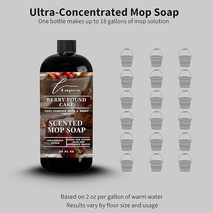 Lapew Berry Pound Cake Scented Mop Soap - Luxury Floor Cleaner Concentrate for Mopping Tile, Laminate, Vinyl & Hardwood | Streak-Free, Low-Foam | 36 oz