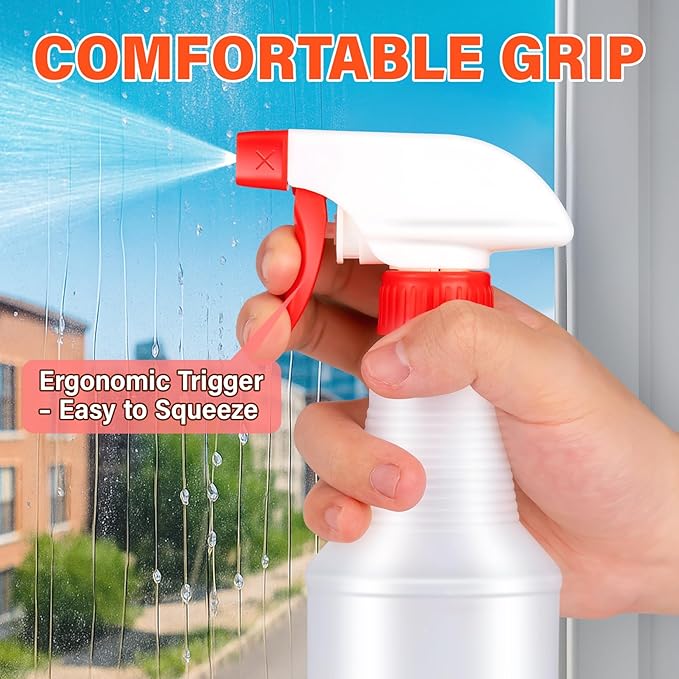 DIYSELF Spray Bottle 2 Pack Plastic Spray Bottles for Cleaning, 16oz/500ml Empty Spray Bottles for Liquids, Heavy Duty Spray Bottle for Plants, Pets, Alcohol, Leak-Proof Squirt Bottles for Lab Reagent