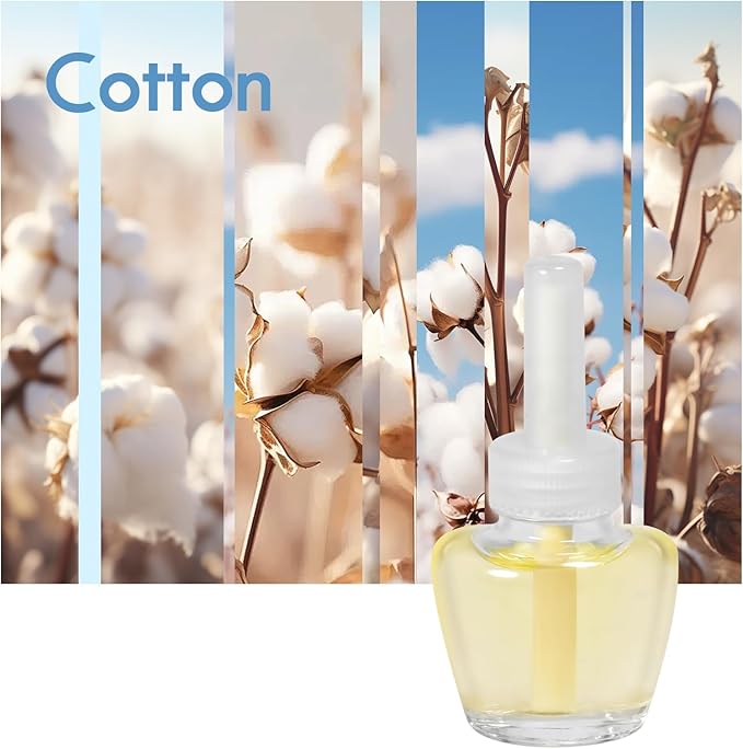Plug In Air Freshener Refills - Cotton Scent, Wall Plug In Refills, Home Fragrance, 6 Pack (3.96 Fl Oz), Compatible with Air Wick & Glade, Not Include Glade Plus, for Bathroom, Bedroom, Office