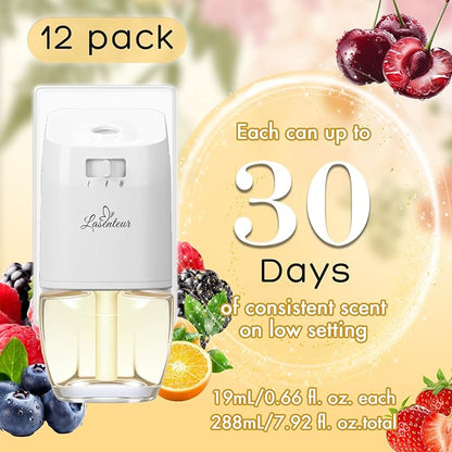 Plug In Air Fresheners for Home, 12ct – Black Cherry, Tropical Berries, Citrus, Honeydew Melon, Wall Plug in Refills, Room Freshener for Home, Compatible with Air Wick & Glade, Not for Glad Plus