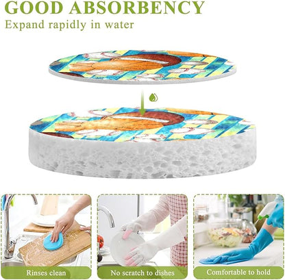 Sports Ball Kitchen Scrub Sponges, Pop-up Kitchen Cleaning Sponges Reusable Dish Washing Sponges for Bathroom Household Cleaning 3 Pack - Non Scratch Scrubber