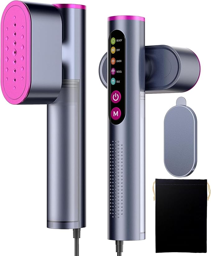 Travel Steamer for Clothes,100-220V Portable Iron,15s Heat Up,Steamer ＆ Iron 2 In 1, Travel Size,Large Ceramic Heat Panel