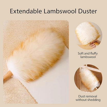 Kaxich Extendable Lambswool Duster 30-55 Inch with Duster Head Replacement, Feather Duster for Cleaning Fans, Ceiling, Light, Bookshelf, Office, Home