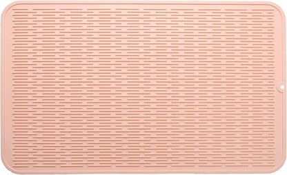 MicoYang Silicone Dish Drying Mat for Multiple Usage,Easy clean,Eco-friendly,Heat-resistant Silicone Mat for Kitchen Counter or Sink,Refrigerator or Drawer Liner Pink 3XL 28 inches x 18 inches