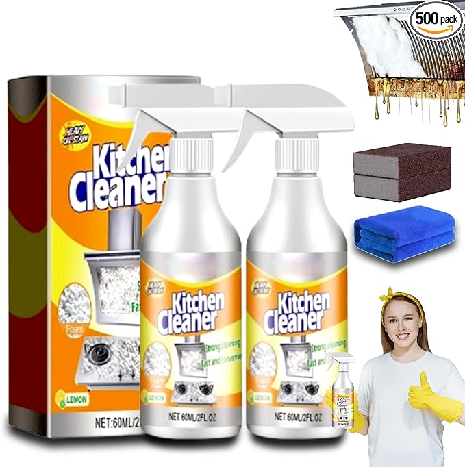 RJDJ Kitchen Foam Cleaner, Powerful Kitchen Foam Cleaner, Powerful Kitchen All-Purpose Powder Cleaner, Kitchen Foam Cleaner Degreaser Cleaning Spray, Stove Cleaner, Oven Cleaner, 60ml/120ml (2, 60ml)
