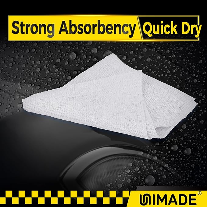 Shop Towel Rag, 200 Pack Reusable Rags Bulk Microfiber Cleaning Cloth Lint Free Towels for Car Kitchen Automotive Bar Mechanic Restaurant Garage, 11.5"x 11.5", White