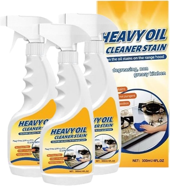 Multi-Purpose Heavy Grime Duty Cleaner, 300ml Heavy Oil Stain Cleaner Kitchen, Kitchen Degreaser Spray, for Microwave, Oven, Stove Top and Cabinet (3PCS)