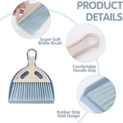 6 Pcs Small Dustpan and Brush Set, Whisk Broom Dust Pan with Handle, Nesting Tiny Dust Pan with Brush Mini Hand Broom and Dustpan Set for Cleaning Home, Classroom, Countertop, Keyboard, Car & Pet Nest