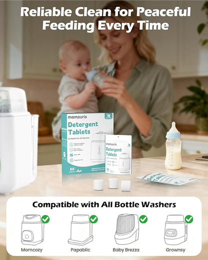 360PCS Official Detergent Cleaning Tablets: for Baby Brezza Grownsy Papablic Momfann Bottle Washer - Baby Bottle Washer Tablets for All Brands Bottles Washers Machines