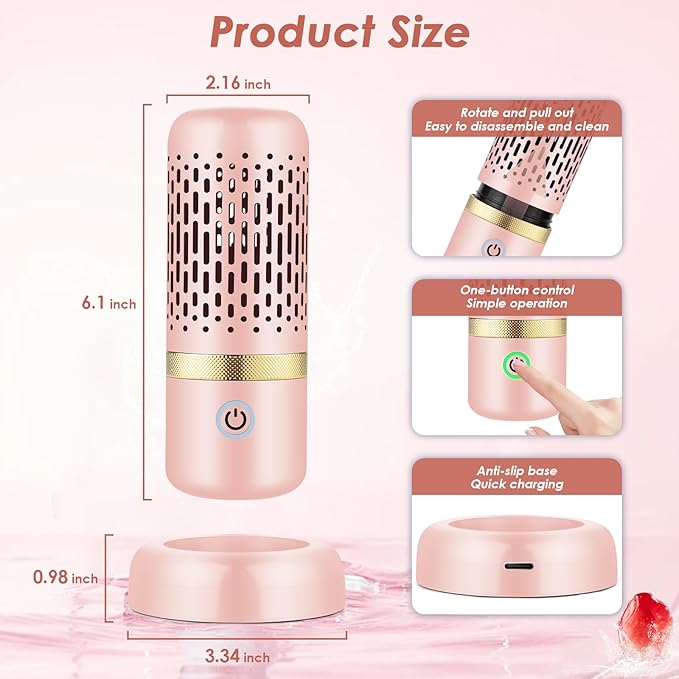 Cudinham Fruit and Vegetable Purifier Cleaner Washing Machine Upgraded Capsule Shape Disinfection OH-ion Purification Technology for Cleaning Grains Rice Meat Seafood, Pink