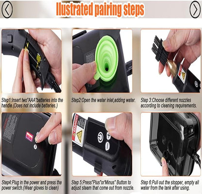 15 in 1 Handheld Steam Cleaner with Handle Button Control, 2500W High Pressure Steamer for Cleaning Car, Multi-Purpose Portable Steam Cleaner for Home Car Upholstery Cleaning Tools, 110V-120V
