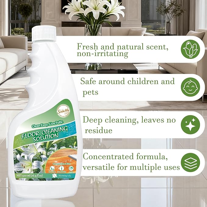 Snowlily 2 Pack Floor Cleaner Solution for Hardwood & Tile Floors, Compatible with Roborock, All Robot Vacuum Mops & Wet Dry Vacuum Cleaners, Deep Cleans For Multiple Hard Floors
