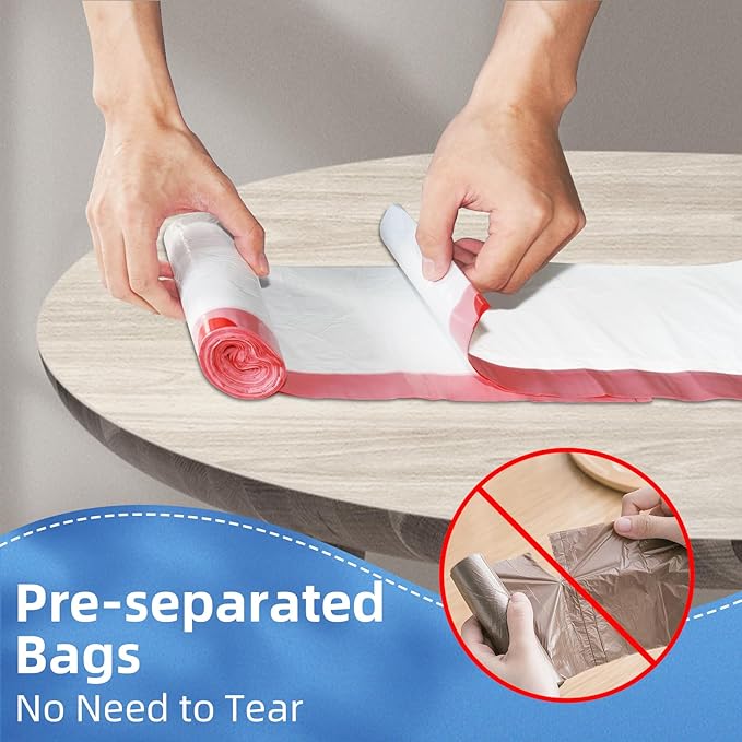 KdbK 13.2 Gallon Tall Kitchen Drawstring Trash Bags, 120 Count Pre-separated Garbage Bags, Unscented, Leak Proof, Waste Bag for Kitchen, Office, Home