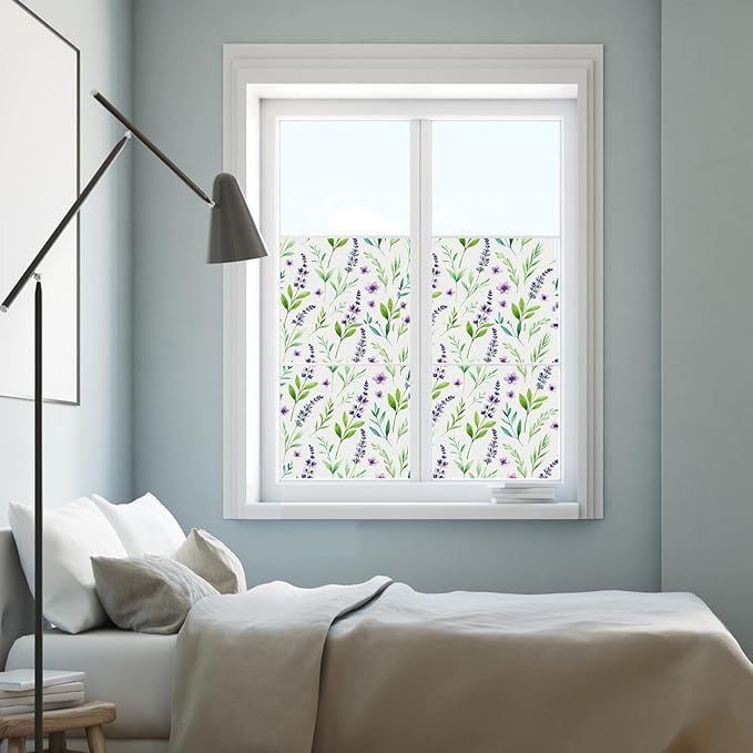 Frosted Glass Window Film, Heat Insulation, UV Block, Anti-Glare, One Way Privacy Tint, Static Cling for Home Bathroom Door, Renter Friendly, Day & Night Privacy