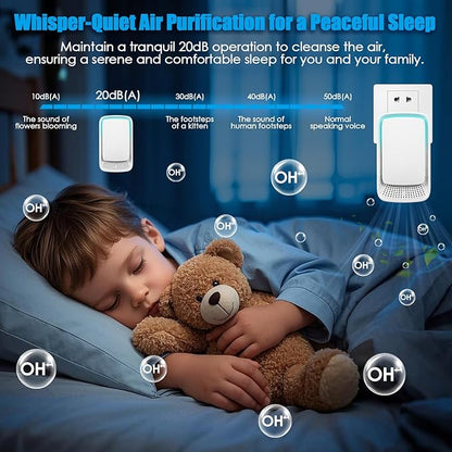 4 Pack Plug In Air Ionizers, Quiet Operation Air Freshener for Home, Office, Bedroom, Kitchen, Garage Room, Portable Air Purifiers, Pets Smell - Air Cleaner (White)