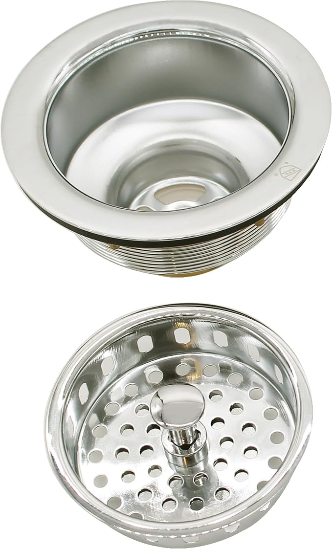 Westbrass A214-05 3-1/2" Post Style Large Kitchen Sink Basket Strainer, Polished Nickel