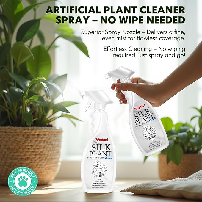 Silk Plant Cleaner Spray No Wipe - Artificial Plant & Silk Flower Cleaner Spray, Dust Remover for Fake Plants, No Wipe, Quick Drying - 16.91oz(3 PACK)
