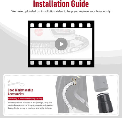 Upgrade XL Version Extension Hose Attachment Compatible with Hoover Clean Slate & Spotless Carpet Cleaner FH15000V, FH11300, FH14000, FH14000V, BH14000V, 60 Inch Carpet Cleaner Tube Replacement Parts