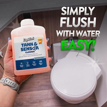 Liquified RV Sensor Treatment - RV Black Tank Sensor Cleaner, Highly Concentrated Formula, Deep Clean RV Grey Tanks, Dissolves Waste, Proudly Made in USA
