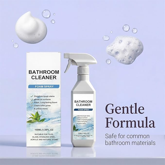 Scale Remover Bathroom Cleaner Foam Spray, Bathroom Descaler Foam Cleaner, Bathrooms and Shower Foamer Aerosol for Tiles, Glass, Stainless (100ml)