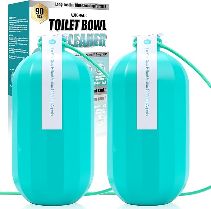 Automatic toilet bowl cleaner, odor removal Stain removal Makes toilet bowls look new with a light, fresh scent