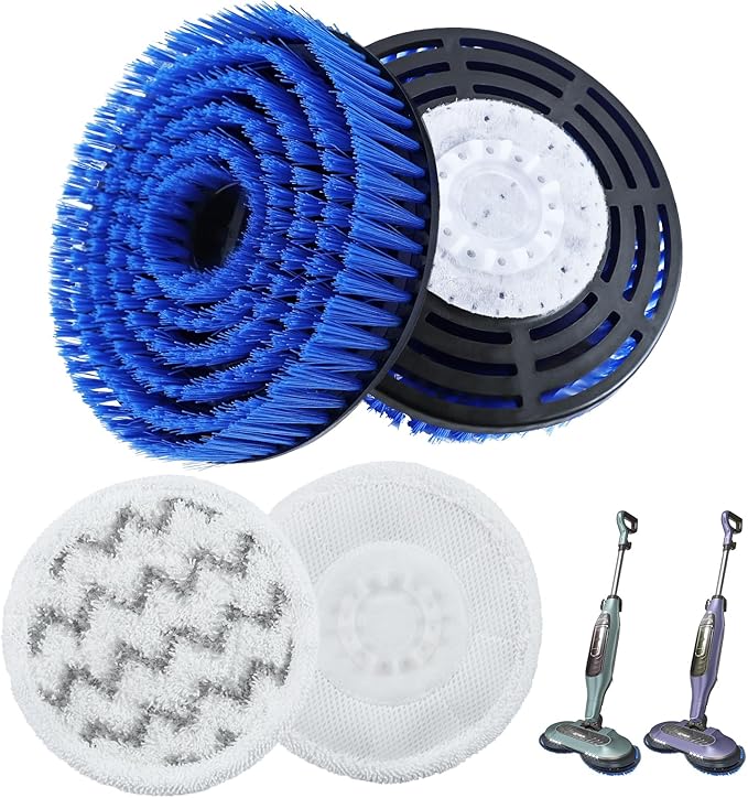 Brush Head for Shark Steam Mop S7000/S7001/S8201 Series Steam Mop Pads Replacement - Upgrade Brush Heads with Nylon Bristles, Deep Clean Hardwood & Tile Floors, Scratch-Free Polish(2Blue,2Gray)