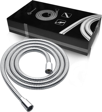 BRIGHT SHOWERS Shower Hose For Hand Held Shower Heads, 79 Inches Cord Extra Long Stainless Steel Hand Shower Hose, Ultra-Flexible Replacement Part with Brass Insert, Polished Chrome